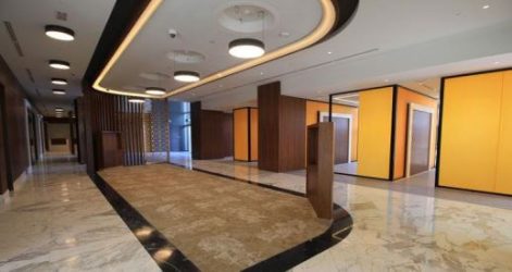 Flooring in calacatta bookmatch - Al Khaliji Bank - Lusail