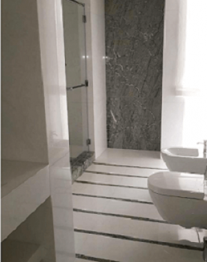 White thassos and blue lagoon